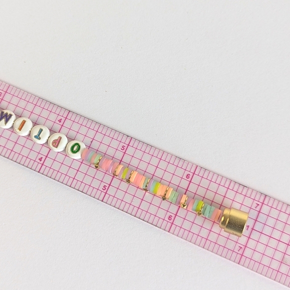 Kendra Scott Reece "OPTIMIST" Friendship Bracelet Pastel Pink Purple Blue Gold - Picture 5 of 9